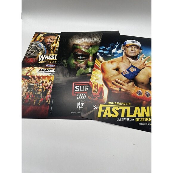 Lot 3 Posters Cards 2023 Wrestlemania 39 WWE Survivor War Games Fastlane 11 X 17 - Picture 1 of 10